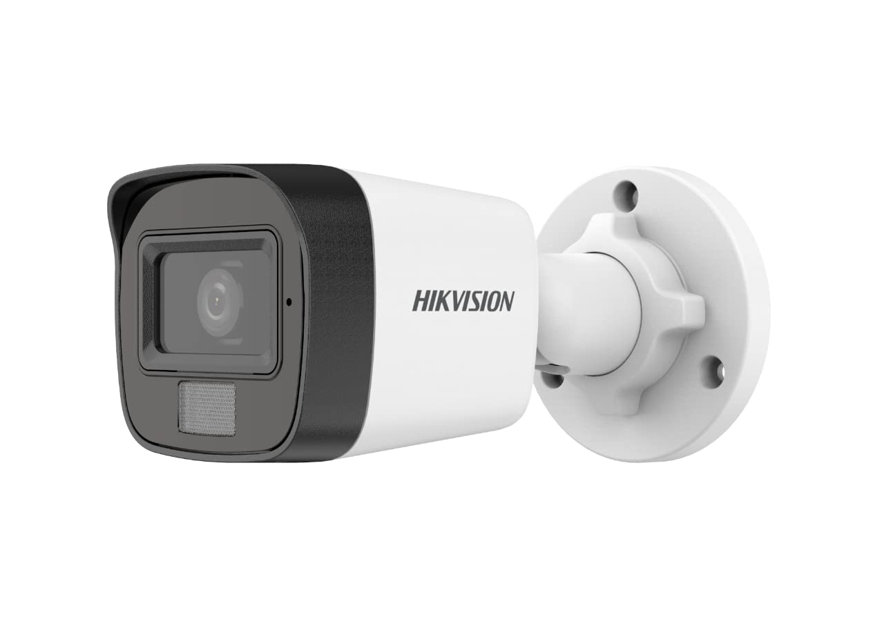 HIKVISION 2MP Outdoor Dual Light + Audio MIC Wired CCTV 1080p Camera DS-2CE16D0T-LPFS with USEWELL BNC/DC for 2MP & Above DVR, White
